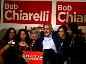 Liberal Bob Chiarelli celebrates his win in the closely contested Ottawa-West Nepean riding on Thursday June 12, 2014. Errol McGihon/Ottawa Sun/QMI Agency