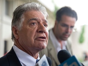 London mayor Joe Fontana speaks to the media outside the court house after being found guilty on three fraud related charges in London, Ontario on Friday June 13, 2014.  Fontana will be sentenced on July 15.
CRAIG GLOVER/The London Free Press/QMI Agency