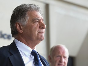 London mayor Joe Fontana speaks to the media outside the court house after being found guilty on three fraud related charges in London, Ontario on Friday June 13, 2014.  Fontana will be sentenced on July 15.
CRAIG GLOVER/The London Free Press/QMI Agency