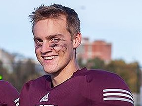 Centennial Secondary School graduate and current starting QB for the Ottawa Gee-Gees, Derek Wendel of Belleville. (PHOTO SUBMITTED)
