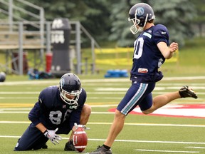 Argonauts kicker Swayze Waters will switch his jersey number to 34 to honour his life-long friend and former teammate Tait Hendrix, who was killed last week in a motorcycle accident. (REUTERS)