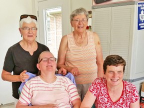 Opal is a local community group in Mitchell that provides support for the physically challenged. Founding members of Opal are seen here at a recent picnic. From left (back) are: Beryl Ortelli, Yolanda Graf, Eleanor Wick (left front) and Nancy Lane. KRISTINE JEAN/MITCHELL ADVOCATE