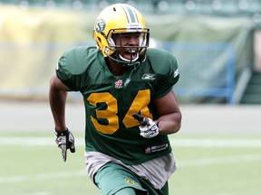 Ryan Hinds works out during Eskimos camp on Monday. (David Bloom, Edmonton Sun)