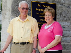 Retired Anglican Minister and Bicentennial member, John Uttley, and Bicentennial committee member, Bonnie Dobsin, are excited to start the lead-up to the Bicentennial 2018 celebration with Strawberry social. Belleville On. Tuesday, June 17,  2014.   
Lacy Gillott/The Intelligencer