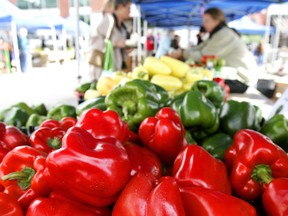 Farmers at London?s Covent Garden Market will happily inform buyers that their products, such as these peppers, are grown locally. (MIKE HENSEN, London Free Press)
