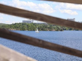 Gino Donato/The Sudbury Star
A sailboat can be seen through the railing of the Katherine Bell Gazebo on Lake Ramsey.