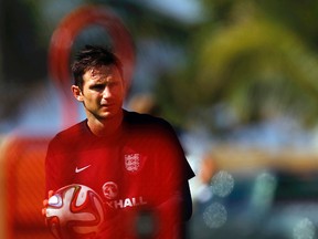 England's Frank Lampard attends a training session for the World Cup in Rio de Janeiro, Brazil, June 16, 2014. (RICARDO MORAES/Reuters)