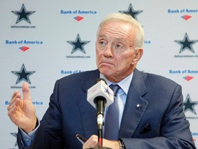 Dallas Cowboys owner Jerry Jones talks about the decision to fire head coach Wade Phillips and replace him with assistant head coach Jason Garrett at the team's headquarters in Irving, Texas November 8, 2010.  (REUTERS/Tim Sharp)
