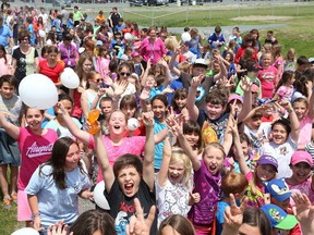 Gino Donato/The Sudbury Star
Over 400 students from Holy Cross Catholic Elementary School walked outside the school on Wednesday afternoon dressed in their favorite superhero costume to raise money to help suport cystic fibrosis research. The students raised over $500.