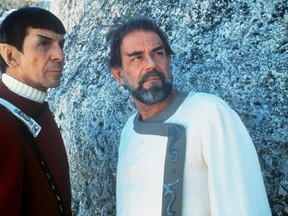 Leonard Nimoy as Captain Spock and Laurence Luckinbill as Sybok in "Star Trek V: The Final Frontier."