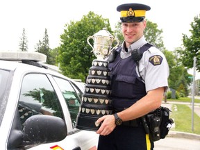Const. Dalyn Flatt won the Connaught Cup on June 11. The Cup is a national RCMP marksmanship competition that is held annually. Flatt scored a perfect 250 points and 24 bull's eyes to win the Cup beating 13 other competitors. (Svjetlana Mlinarevic/The Graphic/QMI Agency)