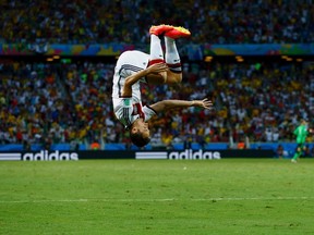Germany's Miroslav Klose celebrates after scoring against Ghana during their 2014 World Cup Group G soccer match at the Castelao arena in Fortaleza June 21, 2014. (REUTERS/Eddie Keogh)