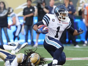 Anthony Coombs has performed well for the Argonauts out of camp, but it remains to be seen if he’ll fill the running back spot left vacant by Chad Kackert. (QMI AGENCY/FILE)