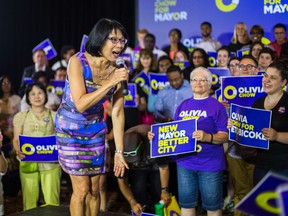 Toronto mayoral candidate Olivia Chow rallies her supporters at the Chestnut Conference Centre in downtown Toronto on Sunday, June 22, 2014. (Ernest Doroszuk/Toronto Sun)