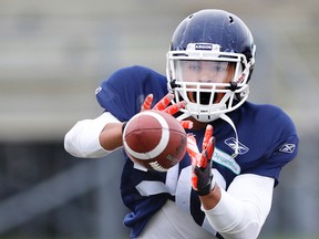 Argos’ Anthony Coombs is listed as 5-foot-9, 190 pounds, but says he is actually 197 to 200 pounds. (CRAIG ROBERTSON/TORONTO SUN)
