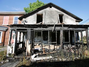 This house at 232 Coleman St., near downtown Belleville, Ont., was destroyed after a fire broke there around 1 a.m. Monday, June 23, 2014. Belleville fire officials stated neither of the tenants were in the home at the time the fire broke around 1 a.m.- JEROME LESSARD/THE INTELLIGENCER/QMI AGENCY