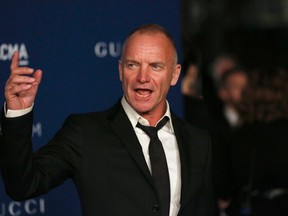 Musician Sting poses at the Los Angeles County Museum of Art (LACMA) 2013 Art+Film Gala in Los Angeles, California November 2, 2013.  REUTERS/Mario Anzuoni