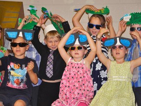 Performing in the presentation are Carson Brown (back row, left), Rylee Kipfer and Rogan Catalan. Front Ryan Klumper (left), Addison Schoonderwoerd and Allison Bleck. KRISTINE JEAN/MITCHELL ADVOCATE