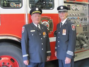 Capt. Doug Ford of Station 10 in Orford, left, and Capt. Ray Trahan of Station 4 in Dover.