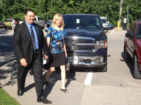 MP Dean Del Mastro and his wife Kelly arrive at Peterborough court Monday, June 23, 2014 for the first day of his trial on Elections Canada charges. (KENNEDY GORDON/QMI AGENCY)