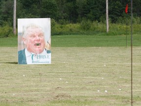 Mayor Rob Ford's face is used as a target at Lakeshore Driving Range in North Bay. (QMI Agency)