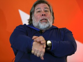 Apple co-founder Steve Wozniak gestures during his keynote at Apps World in San Francisco, Feb. 5, 2014. REUTERS/Robert Galbraith