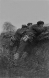 Privates Des Boissay, Crute and Spencer in trench at Kemmel, January - March 1916.