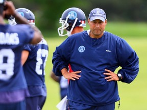 Argos head coach Scott Milanovich surveys his troops. (Dave Abel/Toronto Sun)