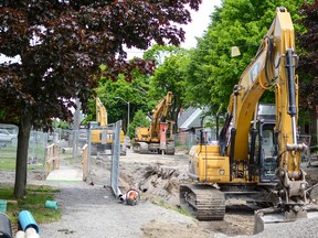 Construction on Palace Road between Brock Street and Bath Road. (Alex Pickering/For The Whig-Standard)