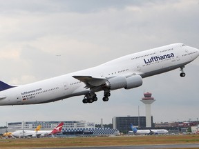 Picture taken on June 4, 2012 show a Lufthansa plane taking off from Frankfurt Main airport, western Germany. AFP PHOTO / DANIEL ROLAND