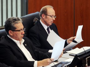 A long awaited real estate audit will be made public next week, Coun. Dan Vandal (left) said on Wednesday. It's an audit that could see Mayor Sam Katz once again put on the hot seat. (BRIAN DONOGH/WINNIPEG SUN FILE PHOTO)
