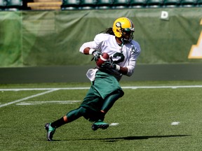 The odds makers at Bodog.ca have set the over/under for total receiving yards for Fred Stamps, shown here during preseason camp, at 1,200 — the highest in lague. (Perry Mah, Edmonton Sun)