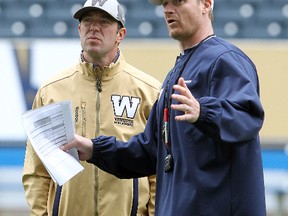 GM Kyle Walters (left) and coach Mike O'Shea are rookies at their jobs and that could prevent the Bombers from making huge progress this season