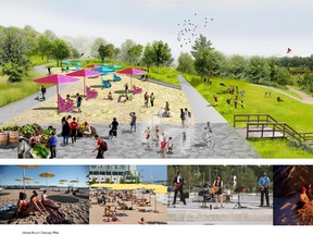 This artist's conception shows the proposed urban beach at Louise McKinney Park. (Supplied)
