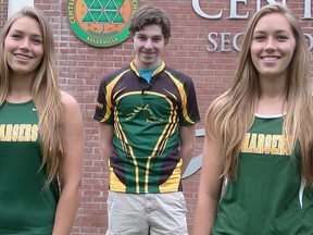 From left: Sara Svoboda, Zack Mullins and Katie Svoboda are the Centennial Secondary School senior Athletes of the Year for 2013-14. (Intelligencer photo)