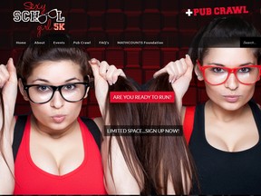 Sexy Schoolgirl 5K's website features a pair of buxom brunettes wearing glasses and tank tops. (sexyschoolgirl5k.com screengrab)