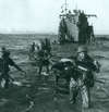 Patricias disembark from a landing ship at Pachino, Sicily, on 10 July 1943. (SUPPLIED)