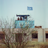 A UN observation post on a derelict house in the western suburbs of Nicosia, Cyprus. (SUPPLIED)