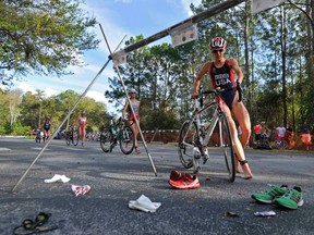 Gwen Jorgensen in competition in 2012, two years after first competing as a triathlete. (Reuters)