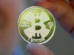 Bitcoin mockup. 

REUTERS/Jim Urquhart/Files