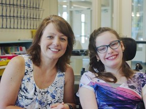 Ryan Byrne/For The Sudbury Star
Educational assistant Kathy Burns, left, has treasured working with student Kimberley Chiasson at Valley View school.