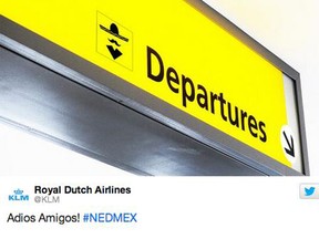 Royal Dutch Airlines tweets out an insensitive photo, which has since been deleted. (Screen grab via For The Win)