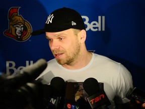 Milan Michalek speaks to media on clean out day at the Canadian Tire Centre on April 14, 2014. (Sarah Taylor/Ottawa Sun/QMI Agency)