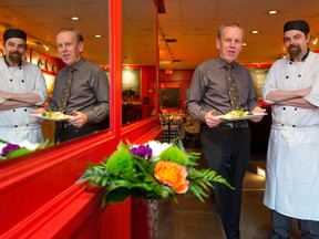 David?s Bistro owner David Chapman and chef Elvis Drennan show off the signature summer Salada Nicoise at their Richmond Street establishment. (CRAIG GLOVER/The London Free Press)