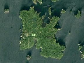 A satellite image of Town Island.