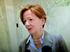 Alberta  Ex-premier Alison Redford talks to the media outside question period at the Alberta Legislature on Monday May 5, 2014. CTV/Edmonton