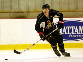 Former Carleton Place Canadian Kelly Summers practises at the Senators development camp yesterday at the Bell Sensplex. (CHRIS HOFLEY/OTTAWA SUN)