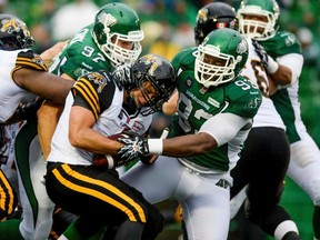 Ticats quarterback Zach Collaros was sacked 10 times during Hamilton’s season-opening loss to Saskatchewan on Sunday. (Matt Smith /Reuters)