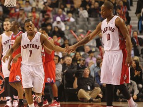 Kyle Lowry (left) and DeMar DeRozan were second in the NBA in scoring amongst guard combos in 2013-14. (Jack Boland/Toronto Sun)