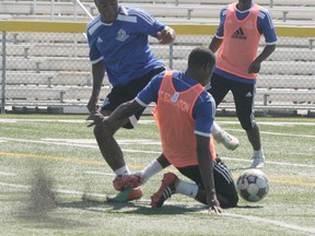 Some of the practice action from Fuhr Sports Park involving FC Edmonton. The players and management all praised the local facility. - Gord Montgomery, Reporter/Examiner